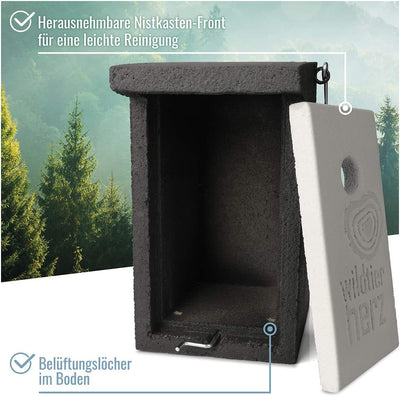 I wood concrete nesting box for blue iron CO weatherproof nesting cavity with 28 mm