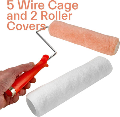 Katzco Paint Roller - 5 Wire Cage and 2 Roller Covers 9 Inches - for Professional Paint