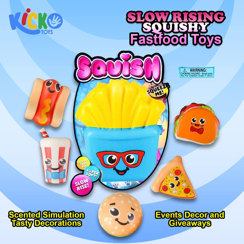Kicko 3.75 Inch Slow Rising Squishy Fast Food Toys - 6 Piece Assorted Scented Simulation