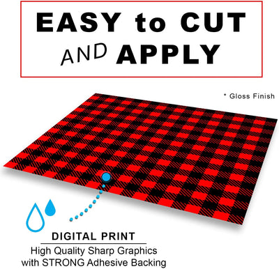 Craftopia Buffalo Plaid Vinyl Self Adhesive Sheets | 5-Pack 12 x 12 | Red and Black