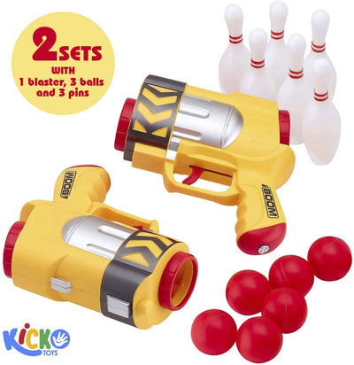 Kicko Bowling Pin Blaster Set - 2 Pack - 5 Inch - for Kids Party Favors, Birthday Parties