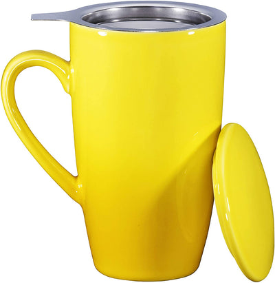 Bruntmor Ceramic Tea Infuser Mug With Stainless Steel Infuser And Removable Lid, Microwave