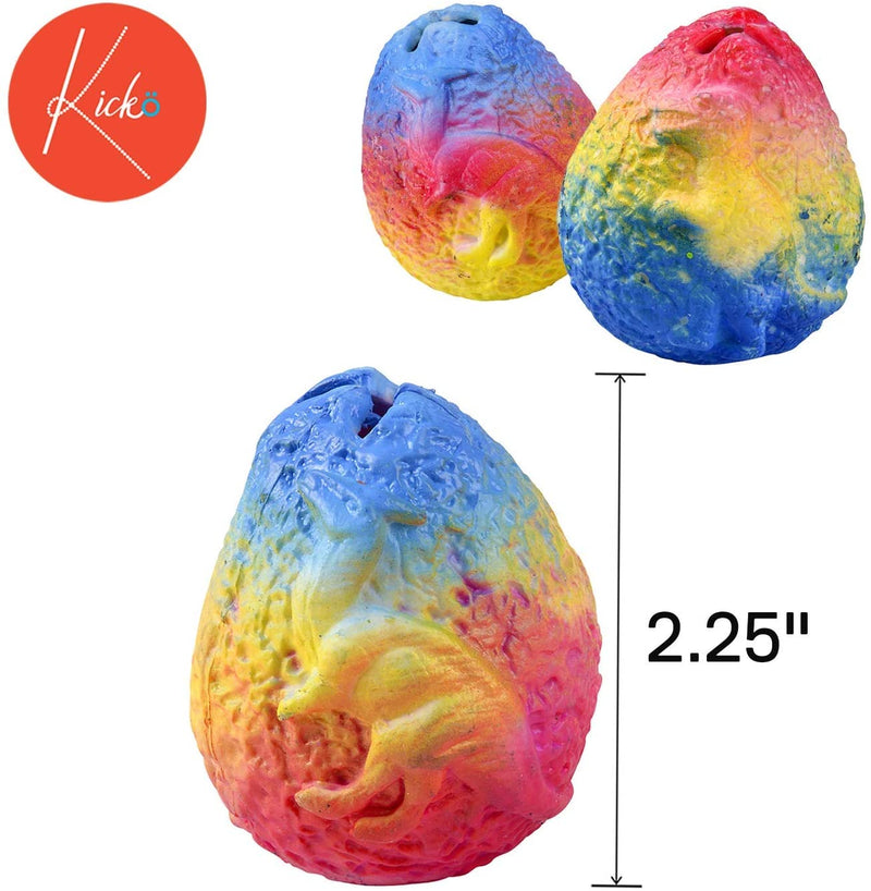 Kicko Squeezy Bead Rainbow Dinosaur Egg - 12 Pack - 2.25 Inch - Sensory Animal Toys