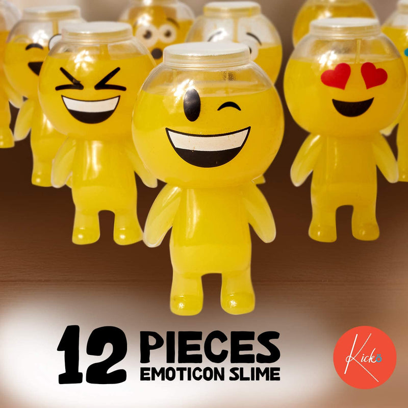 Kicko Emoticon Slime - 12 Pack - Yellow Sludgy Gooey Fidget Kit - for Sensory and Tactile
