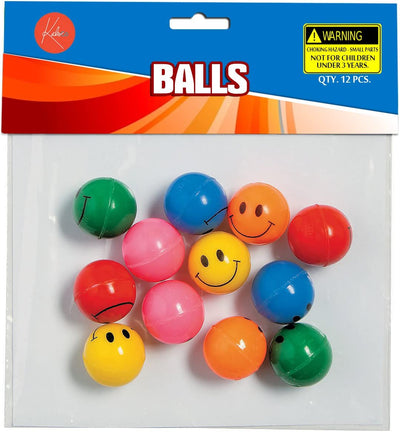 Kicko Rubber Smile Face Bouncing Balls - Pack of 24-1 Inch Assorted Colors - Mini Smiling