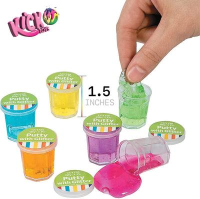 Kicko Mini Putty With Glitter - 48 Pack Assorted Neon Color Sludge - Educational Fidget
