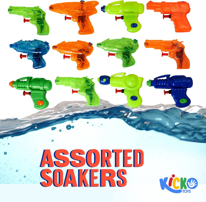 Kicko Small Squirt Guns for Kids - 25 Pieces Water Squirting Toys Assortment - Plastic