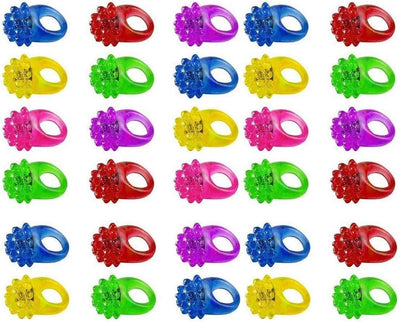 Kicko Bulk Light-up Rings for Kids - Assorted LED Spikey Glow Light Rings - Pack of 24