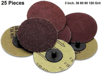Katzco Sanding Disc Assortment - 25 Pack - Grit Roll Lock Sanding and Grinding Discs -