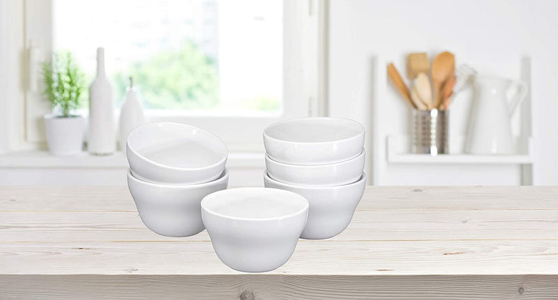 White Ceramic Dessert Bowls Set - 8 Oz Durable Ceramic Bowls set of 12 Elegant for Ice