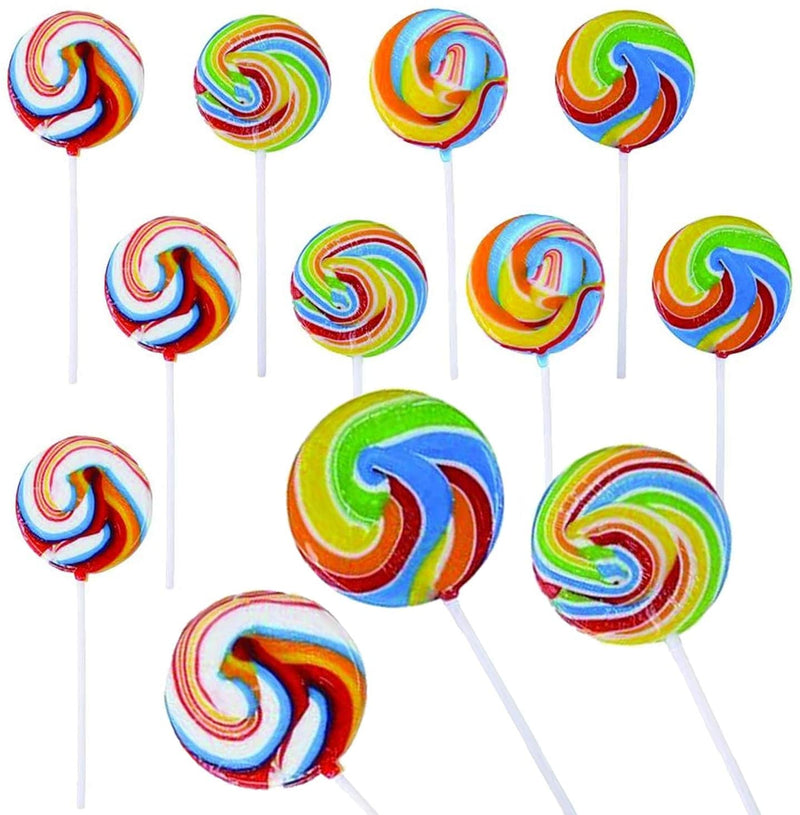 Kicko Swirl Lollipops with Sticks - Pack of 12 2 Inch Flavored Lollipops in a 3.5 Inch