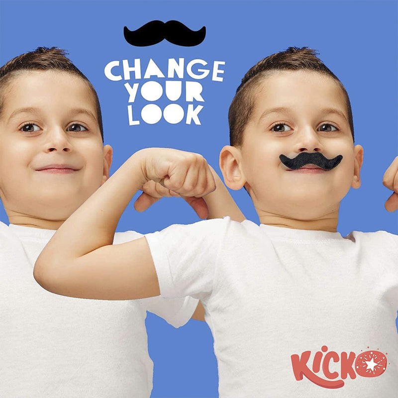 Kicko Party Mustache - 36 Pcs - 3 Cards of Adhesive Whiskers for Kids and Adults Costume