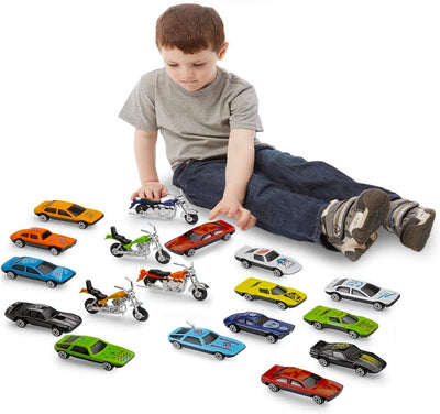 Kicko Diecast Cars and Motorcycles - 25 Pack - Random Vehicle Toy Assortment - Collector
