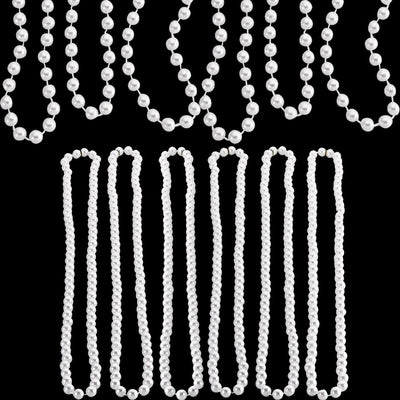Kicko White Faux Pearl Necklace - 12 Pieces Elegant Flapper Accessory - 48 Inches Long