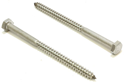 1/2" X 2-1/2" Stainless Hex Lag Bolt Screws, (10 Pack) 304 (18-8) Stainless Steel, by Bolt