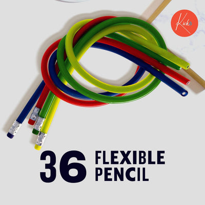 Kicko 13 Inch Flexible Pencil - Pack of 36 Assorted Multi-Colored Loop Pens - Arts