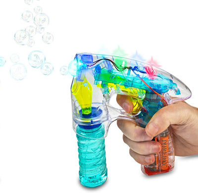 Kicko Bubble Gun Blower Machine - Light-up LED Transparent Blaster - for Kids, Playing