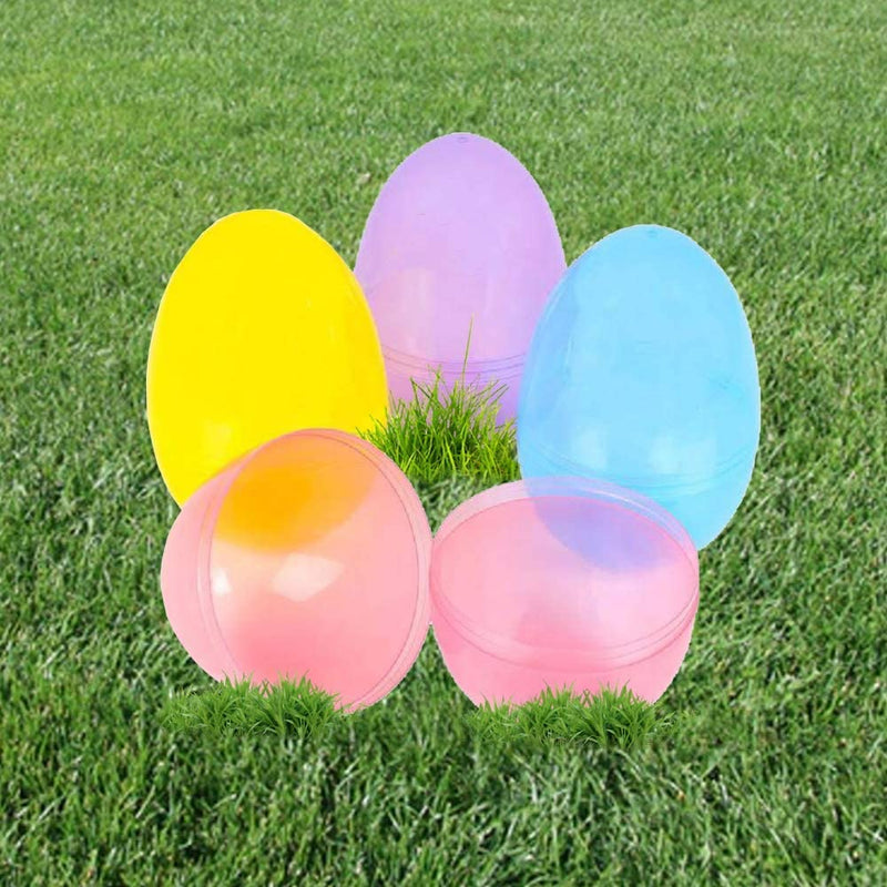 Kicko Giant Refillable Easter Eggs - 12 Pack - Large Fillable Neon-Colored Egg-Shaped Toy