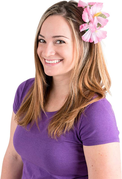 Kicko Hawaiian Flower Hair Clip, 12 Tropical Hibiscus Luau Hulahair Clip - Cool and Fun