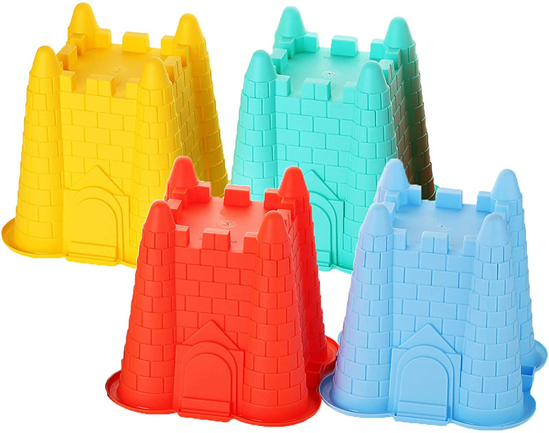 4 Pack Sand Castles Beach Buckets Toy Set,Colorful Sandcastle Mould Pails for Kids
