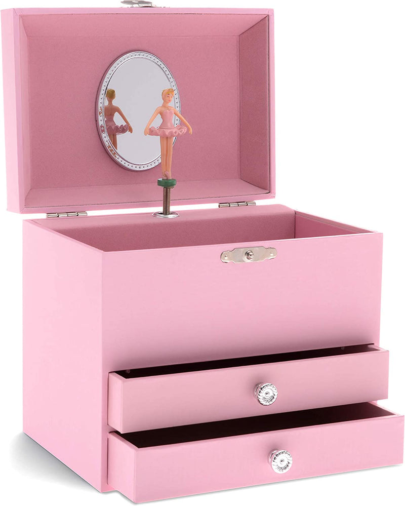 Jewelkeeper Personalize-Your-Own Pink Musical Ballerina Jewelry Box with 2 Pullout
