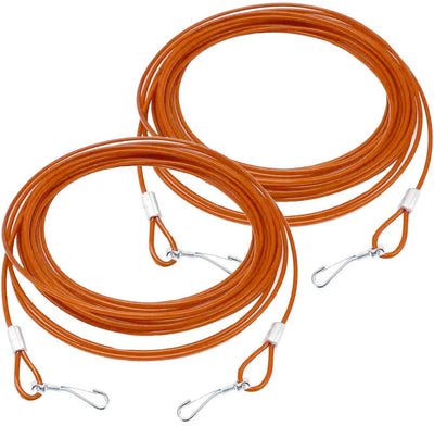 Katzco Dog Lead - 12 Foot Coil Wire Dog Cable for Large Dogs, 2 Pack - Extra Strong Swivel