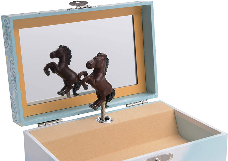 Jewelkeeper Musical Jewelry Box 3 Drawers, Horse and Barn Design, Home on The Range