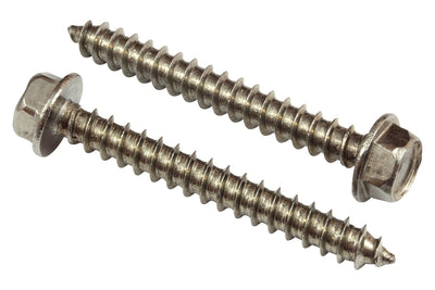 14 X 1-1/4" Stainless Indented Hex Washer Head Screw, (25 pc), 18-8 (304) Stainless Steel
