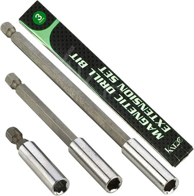 Katzco Magnetic Bit Holder Extensions - 3 Piece Set - 2, 4, And 6 Inch - For Drills