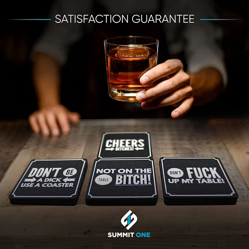 Summit One Funny Coasters for Drinks Wine Edition, Set of 10 (4 x 4 Inch, 5mm Thick) - Bar