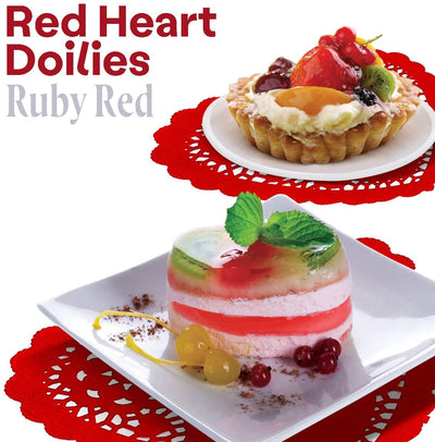 Kicko Red Heart Doilies - 30 Pack - 6 Inches - Disposable Dinner Accessories - Party