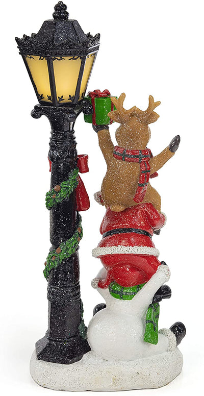 VP Home Santa and Friends Christmas Trio with Glowing LED Lamppost Holiday
