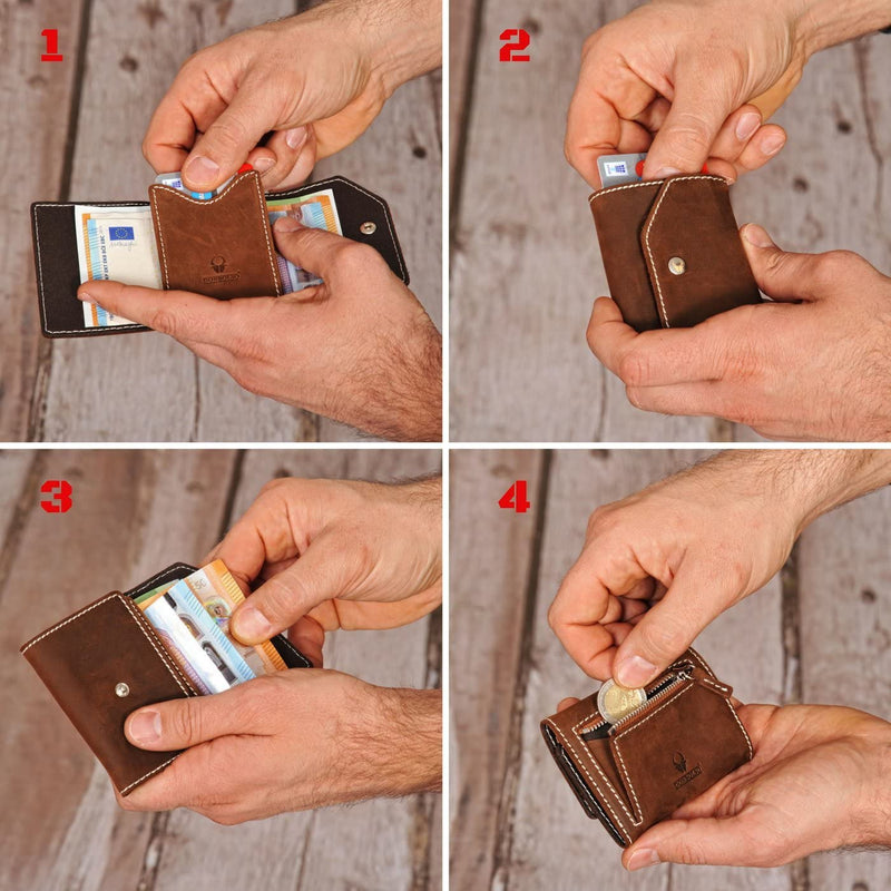 Mini wallet hamburg men RFID money brides card case with Mnzach leather cards