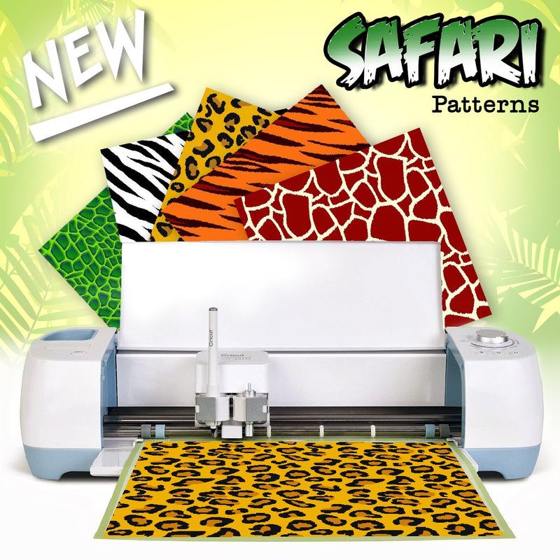 Safari Patterned Vinyl Sheets Animal Prints 4 Pack | Leopard Cheetah/Tiger Giraffe Zebra