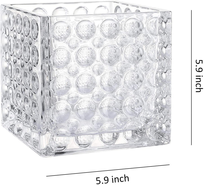 Square Glass Cube Vase and Candle Holder 2.5" Set of 6 (6pcs Pack, 2.5 Inch