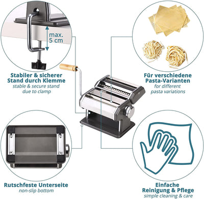 Pasta maker pasta machine manual pasta made of stainless steel chrome
