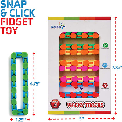 Wacky Tracks Sensory Fidget Toys Snap and Click Fidget Cube Puzzles Bulk Set of 6