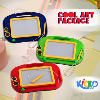Kicko 9.5 X 6.5 Inches Magnet Board - 3 Pieces of Multicolored Drawing Screen - Perfect