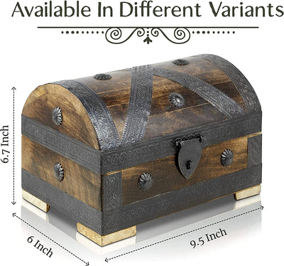 Ideal box of treasure chest with lock 24x16x16cm case chest wooden chest