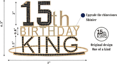 15th Birthday King Crown and Sash for boy,15th Birthday for Him,15th Birthday King Crown