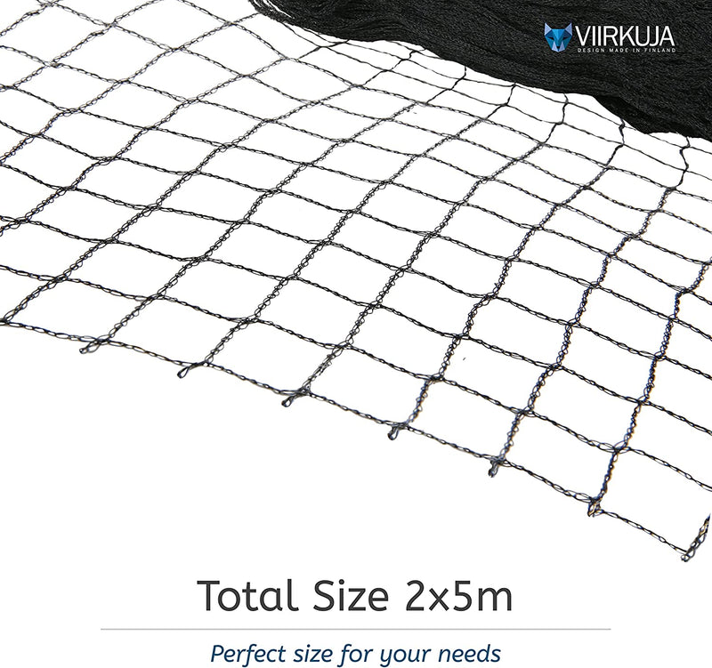 VIIRKUJA 2 x 5 m Fine Mesh Pond Net (18 x 18 mm) Koi Protection | Colour Black | Bird