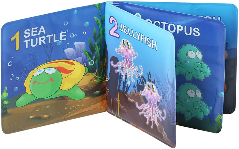 BUILD ME Baby Bath Book and Squirt Toys with Shark Net - Educational Waterproof Counting