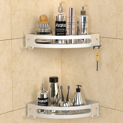 Geekdigg 2 Pack Corner Shower Caddy, Adhesive Bathroom Shelf Wall Mounted With Razor