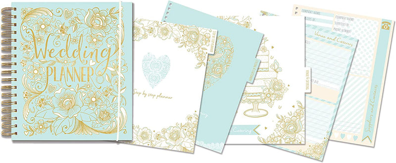 Rachel Ellen Designs Hard Cover 9 Wedding Planner & Organizer, Checklists, Gold Foil