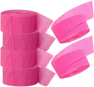 Kicko Candy Pink Crepe Streamers - 2 Pack, 162 Feet x 1.75 Inches - for Kids, Party