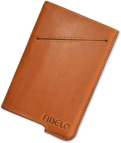 Fidelo Minimalist Wallet for Men - Slim Credit Card Holder RFID Mens Wallets - LEATHER