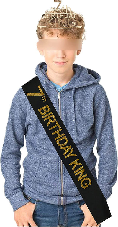 7th Birthday King Crown and Sash,7th Birthday Decorations Boys,7th Birthday Crown,7th