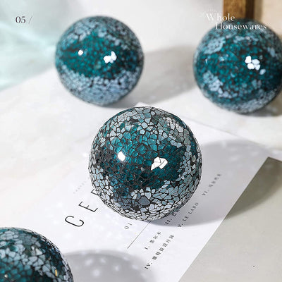 Decorative Balls | Set Of 5 | Glass Mosaic Sphere | Diameter 3" | Modern Decorative Orbs