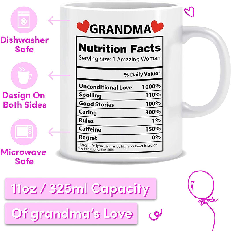 Light Autumn Grandma Nutritional Facts Mug - 11oz Grandma Mug for Gift - Dishwasher