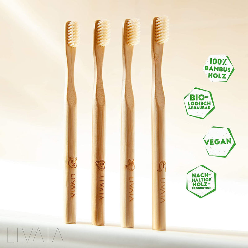 Bamboo toothbrushes 4x bamboo toothbrush made of pure bamboo wood vegan without bpa